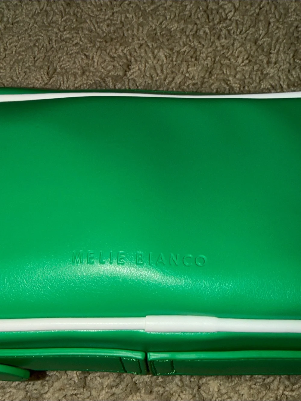 Anthropologie Melie Bianco Green Crossbody with White Piping